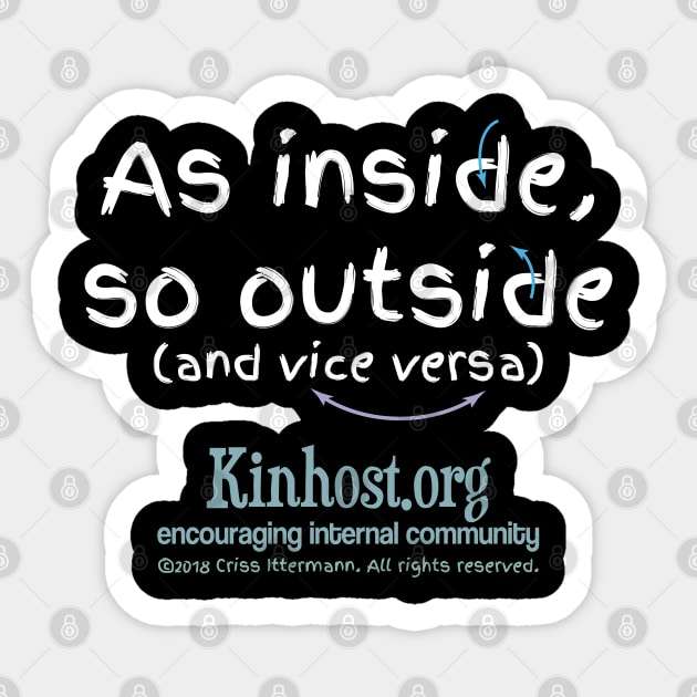 As Inside So Outside & Vice Versa - light fonts Sticker by Kinhost Pluralwear